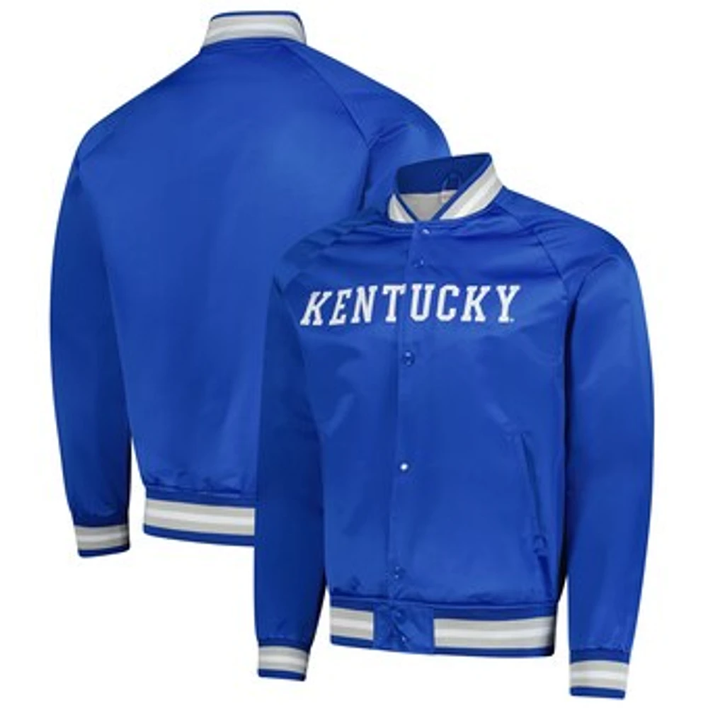 Men's Mitchell & Ness Royal Kentucky Wildcats Lightweight Satin Raglan Full-Snap Jacket