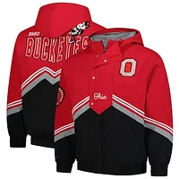 Men's Mitchell & Ness Scarlet/Black Ohio State Buckeyes Throw It Back Retro Full-Zip Windbreaker Jacket