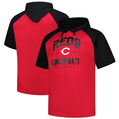 Men's Profile Red Cincinnati Reds Big & Tall Short Sleeve Pullover Hoodie