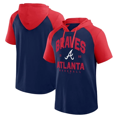 Men's Profile Navy Atlanta Braves Big & Tall Short Sleeve Pullover Hoodie