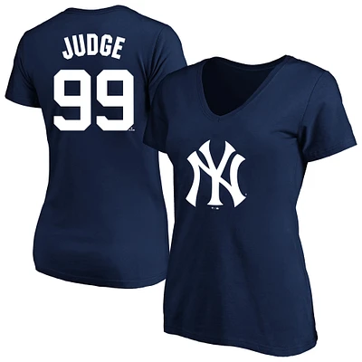 Women's Profile Aaron Judge Navy New York Yankees Plus Name & Number V-Neck T-Shirt