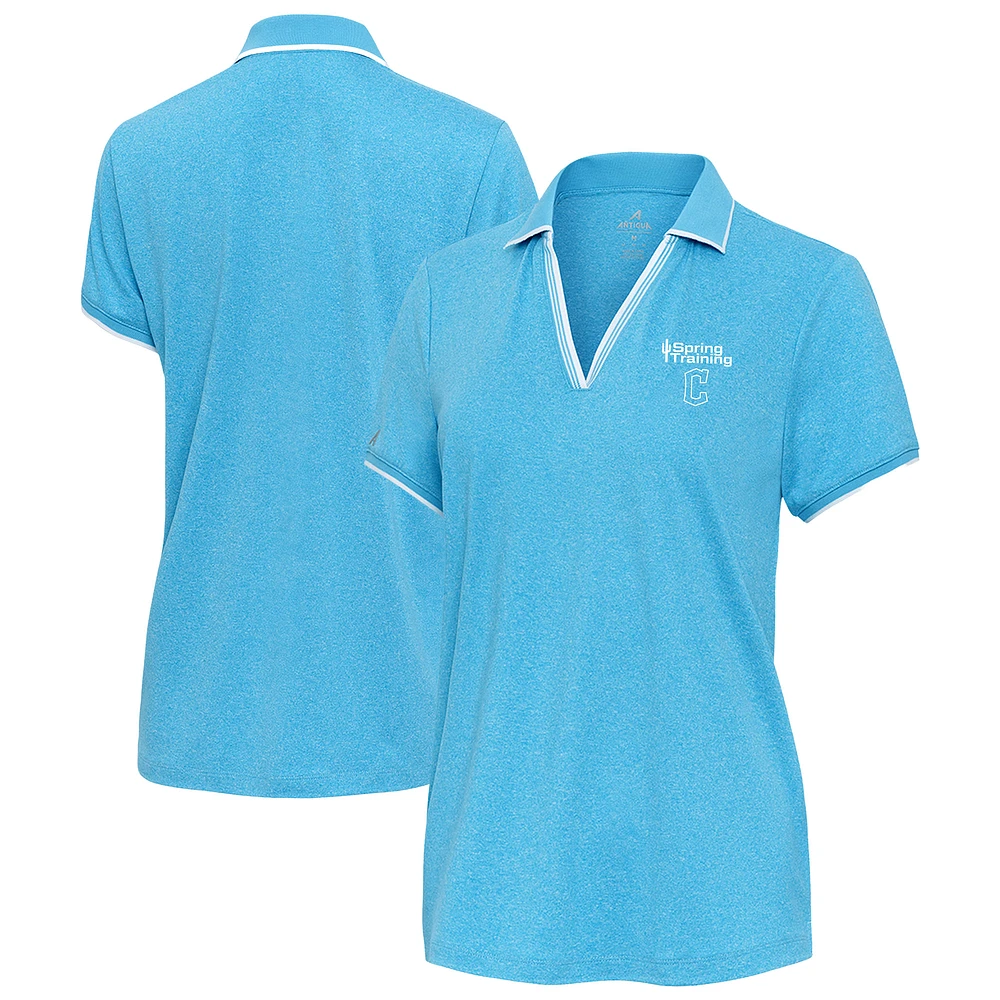 Women's Antigua Cleveland Guardians Spring Training Courtyard V-Neck Polo