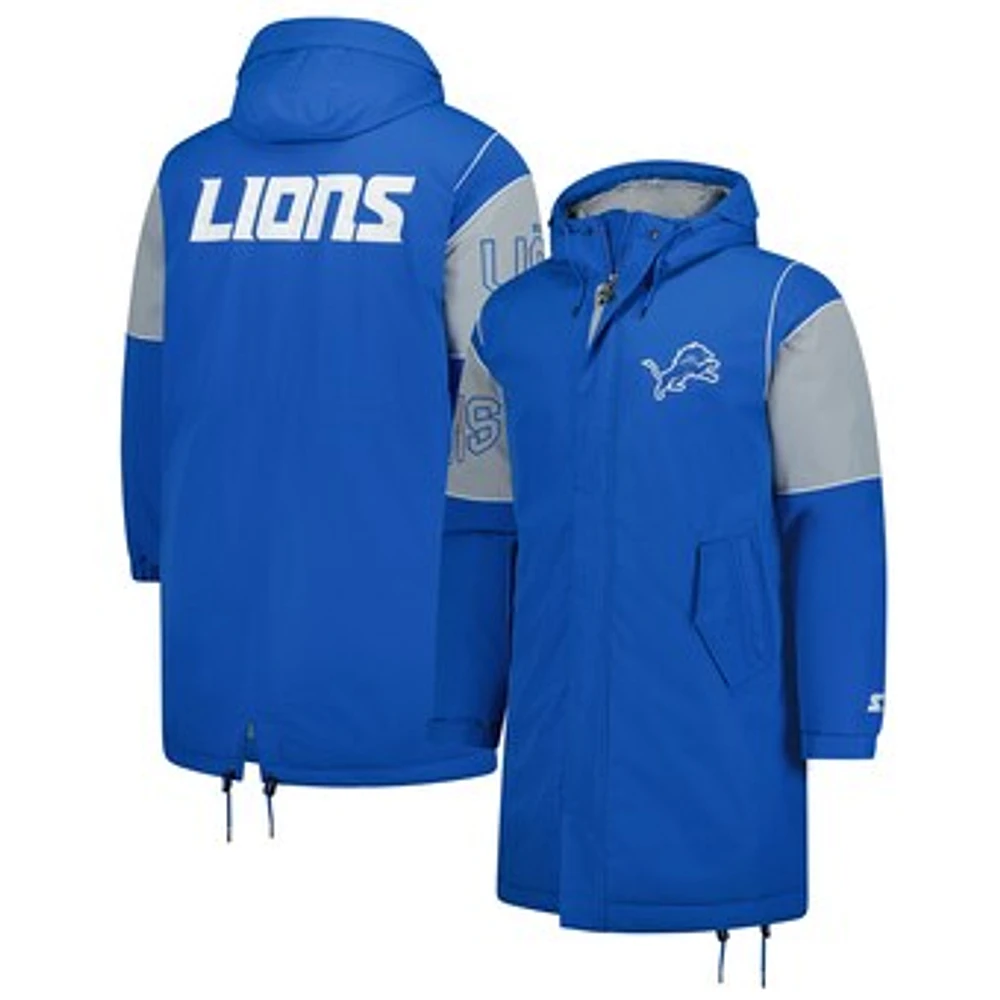 Men's Starter Blue Detroit Lions Dynasty Polyfill Stadium Full-Zip Jacket