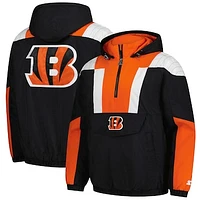 Men's Starter Black/Orange Cincinnati Bengals Charger Half-Zip Pullover Jacket