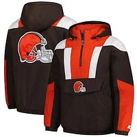 Men's Starter Brown/Orange Cleveland Browns Charger Half-Zip Pullover Jacket