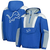 Men's Starter Blue/Silver Detroit Lions Charger Half-Zip Pullover Jacket