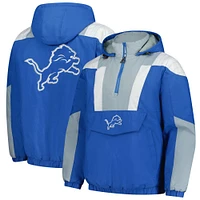 Men's Starter Blue/Silver Detroit Lions Charger Half-Zip Pullover Jacket