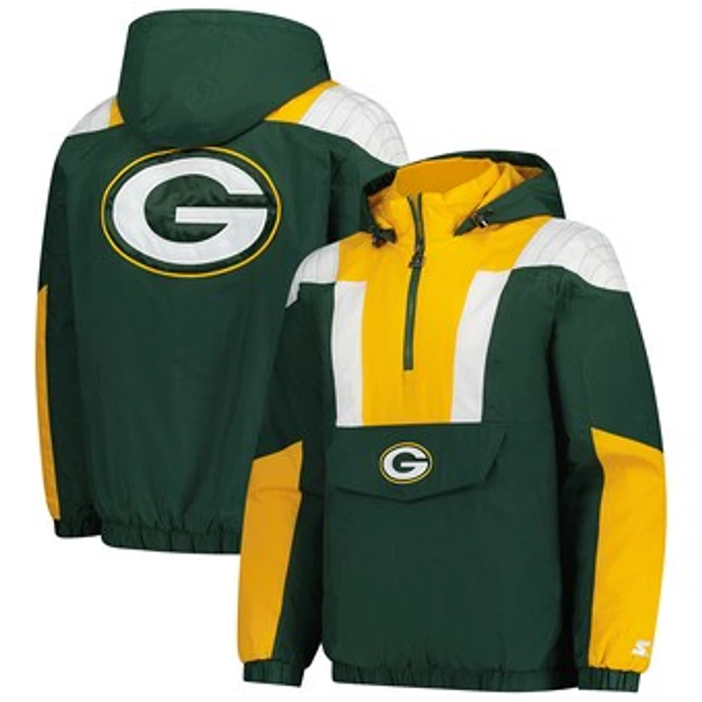 Men's Starter Green Green Bay Packers Charger Half-Zip Pullover Jacket