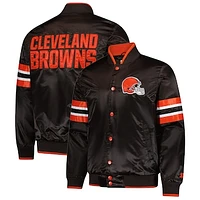 Men's Starter Brown Cleveland Browns Scout I Full-Snap Varsity Jacket