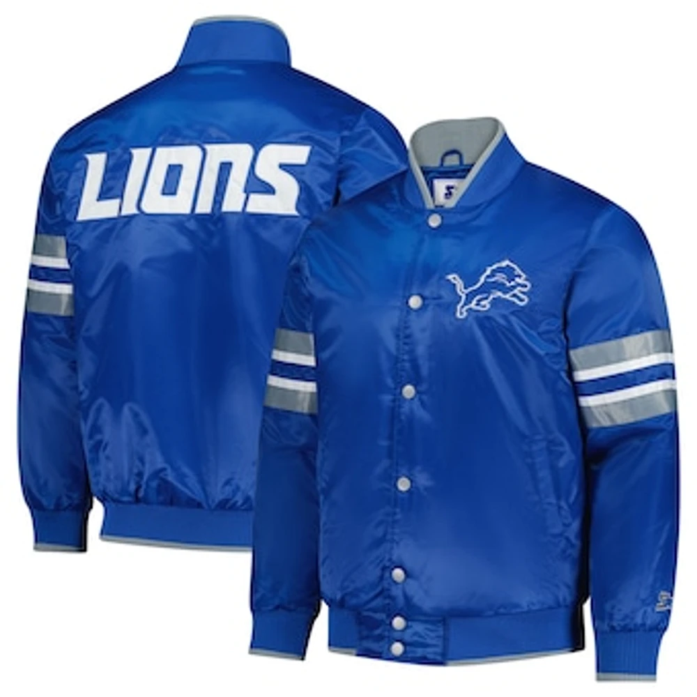 Men's Starter Blue Detroit Lions Scout I Full-Snap Varsity Jacket