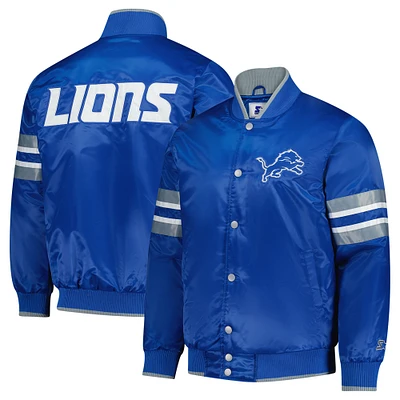 Men's Starter Blue Detroit Lions Scout I Full-Snap Varsity Jacket