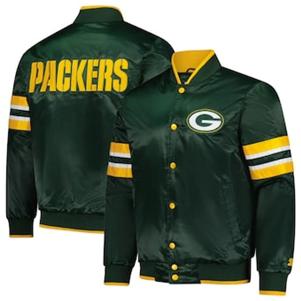 Men's Starter Green Green Bay Packers Scout I Full-Snap Varsity Jacket