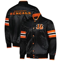 Men's Starter Black Cincinnati Bengals Scout I Full-Snap Varsity Jacket