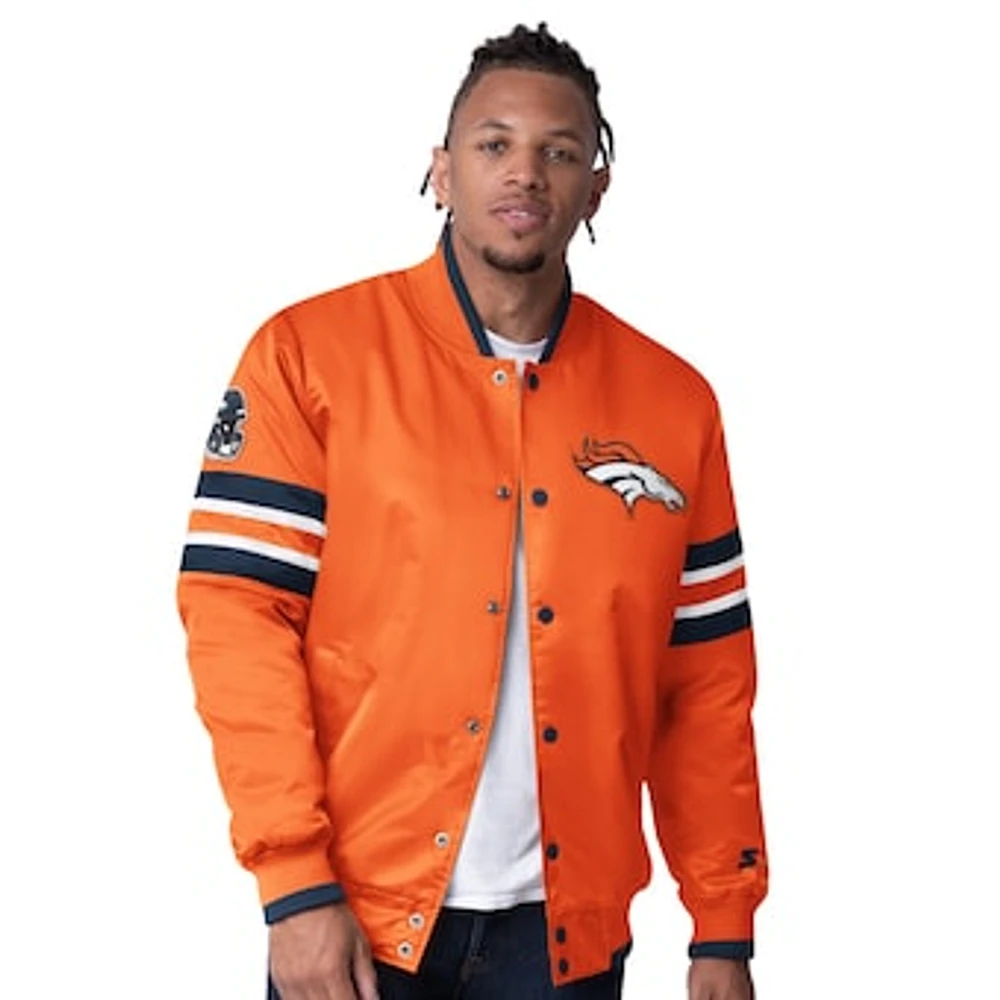 Men's Starter Orange Denver Broncos Scout I Full-Snap Varsity Jacket