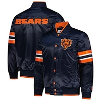 Men's Starter Navy Chicago Bears Scout I Full-Snap Varsity Jacket