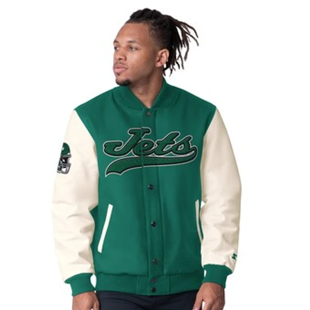 Men's Starter Green New York Jets Complete Game Varsity Full-Snap Jacket