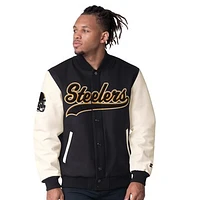 Men's Starter Black Pittsburgh Steelers Complete Game Varsity Full-Snap Jacket