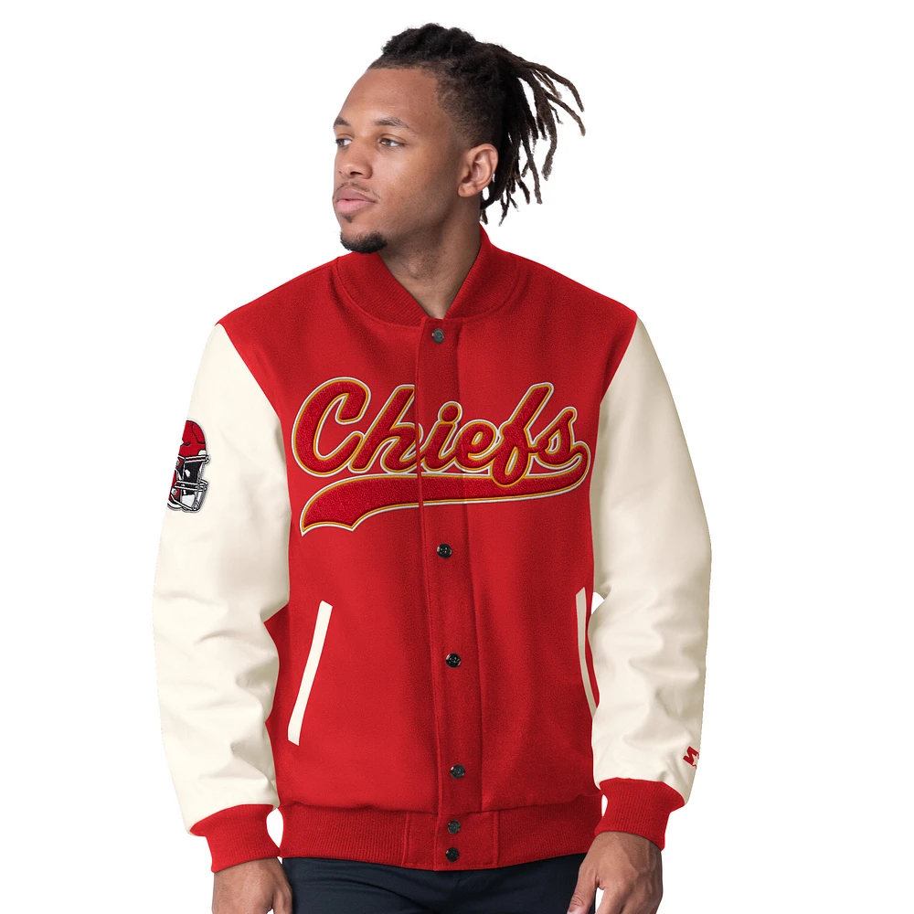 Men's Starter  Red Kansas City Chiefs Complete Game Satin Varsity Full-Snap Jacket