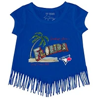 Girls Toddler Tiny Turnip Royal Toronto Blue Jays Spring Training 2025 Fringe T-Shirt
