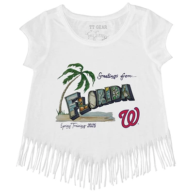 Girls Toddler Tiny Turnip White Washington Nationals Spring Training 2025 Fringe T-Shirt