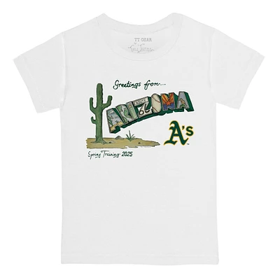 Youth Tiny Turnip White Athletics 2025 Spring Training Cactus League T-Shirt