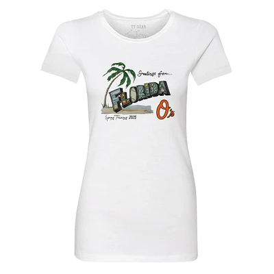 Women's Tiny Turnip  Baltimore Orioles White Spring Training 2025 T-Shirt