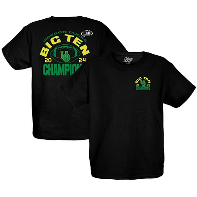 Youth Blue 84  Black Oregon Ducks 2024 Big Ten Football Conference Champions T-Shirt