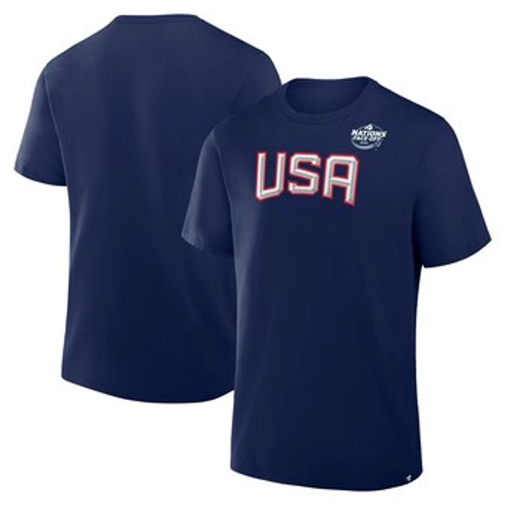 Men's Fanatics Navy USA 2025 4 Nations Face-Off Primary Logo T-Shirt