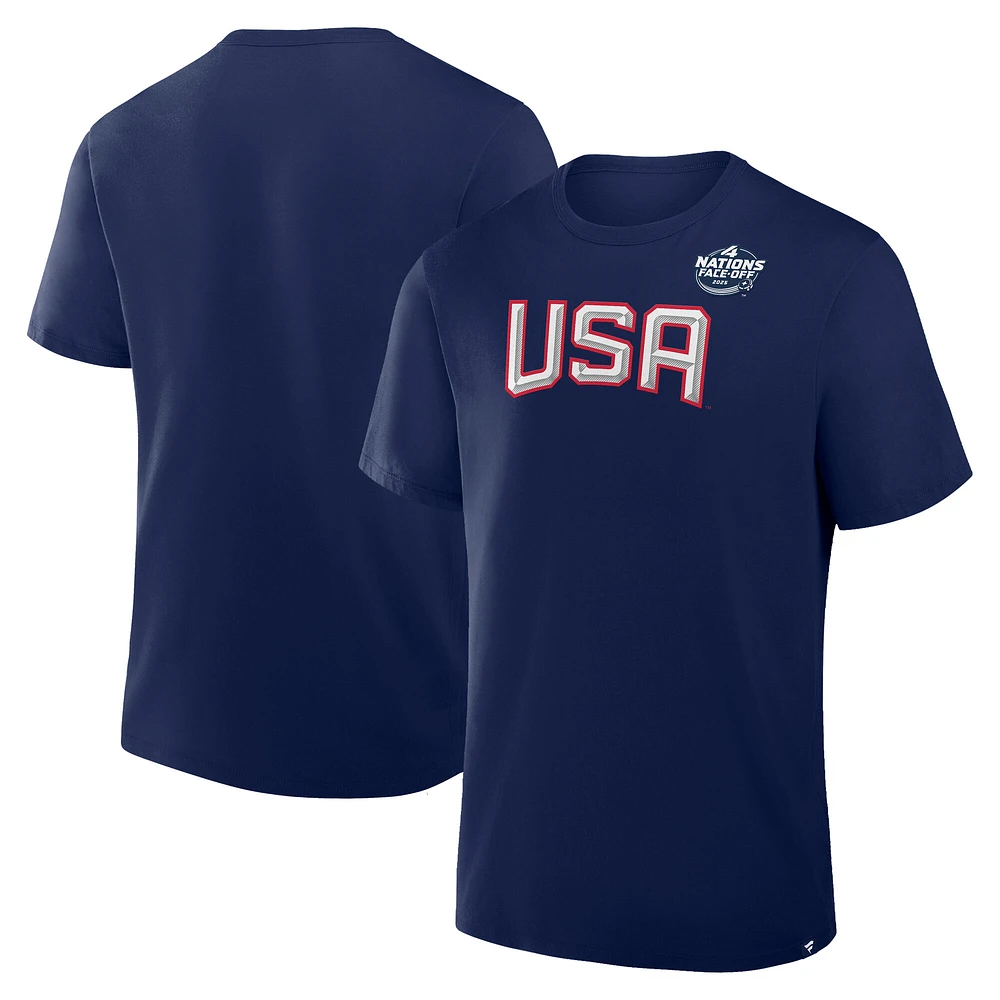 Men's Fanatics Navy USA 2025 4 Nations Face-Off Primary Logo T-Shirt