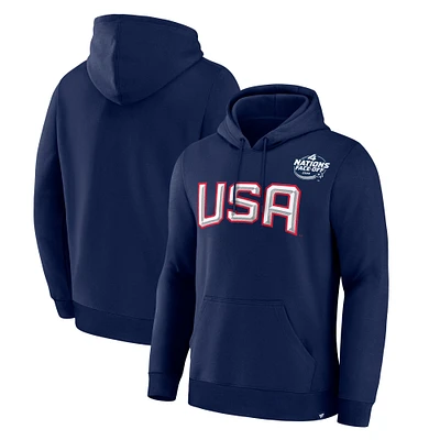 Men's Fanatics Navy USA 2025 4 Nations Face-Off Fleece Pullover Hoodie