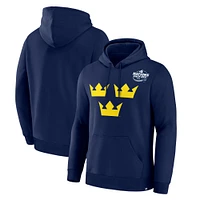 Men's Fanatics Navy Sweden 2025 4 Nations Face-Off Fleece Pullover Hoodie