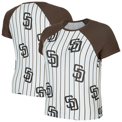Women's Concepts Sport  White San Diego Padres Outbound Pinstripe Raglan T-Shirt