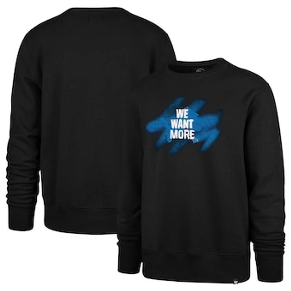 Men's '47  Black Detroit Lions We Want More Headline Pullover Sweatshirt