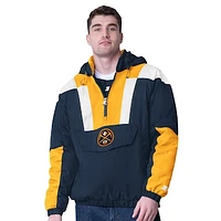 Men's Starter  Navy Denver Nuggets Charger Half-Zip Pullover Jacket