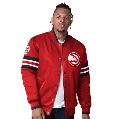 Men's Starter Red Atlanta Hawks Scout I Full-Snap Varsity Jacket