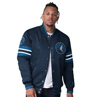 Men's Starter Navy Minnesota Timberwolves Scout I Full-Snap Varsity Jacket