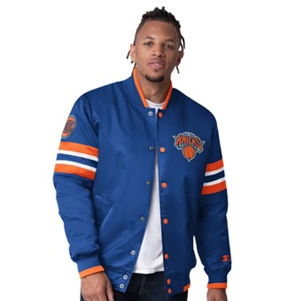 Men's Starter Blue New York Knicks Scout I Full-Snap Varsity Jacket