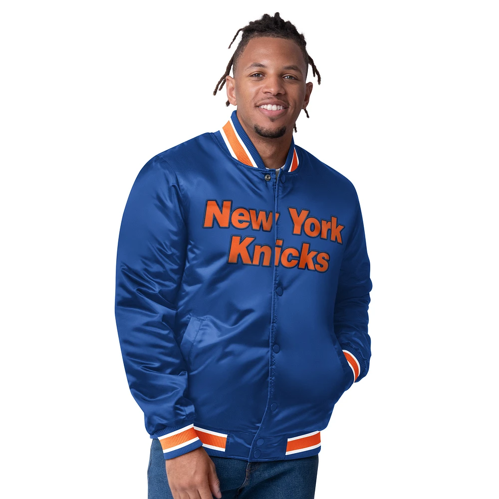 Men's Starter  Blue New York Knicks Reversible Satin Full-Snap Varsity Jacket