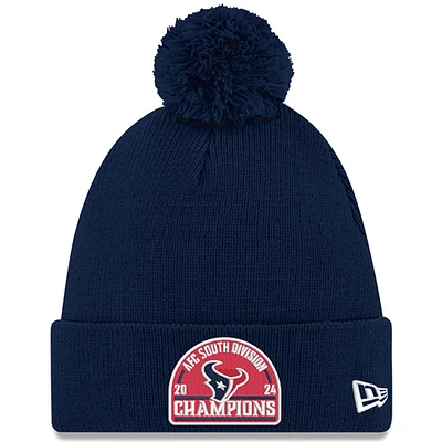 Men's New Era  Navy Houston Texans 2024 AFC South Division Champions Cuffed Knit Hat with Pom