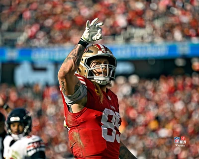 George Kittle San Francisco 49ers Unsigned Week 14 Celebration vs. Chicago Bears Photograph