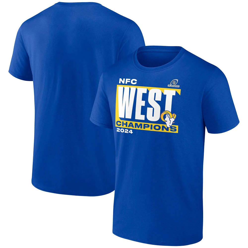 Men's Fanatics Royal Los Angeles Rams 2024 NFC West Division Champions Big & Tall Conquer T-Shirt