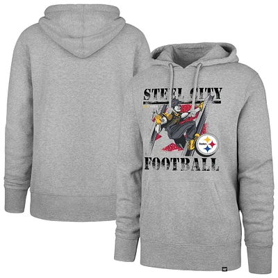 Men's '47  Gray Pittsburgh Steelers Regional Headline Pullover Hoodie