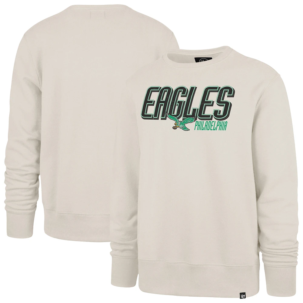 Men's '47  Cream Philadelphia Eagles Locked Headline Pullover Sweatshirt