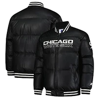 Men's Starter Black Chicago White Sox Full-Zip Leather Jacket