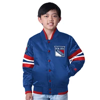 Youth Starter  Blue New York Rangers Scout Varsity Full-Snap Jacket