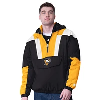 Men's Starter  Black Pittsburgh Penguins Charger Half-Zip Pullover Hoodie