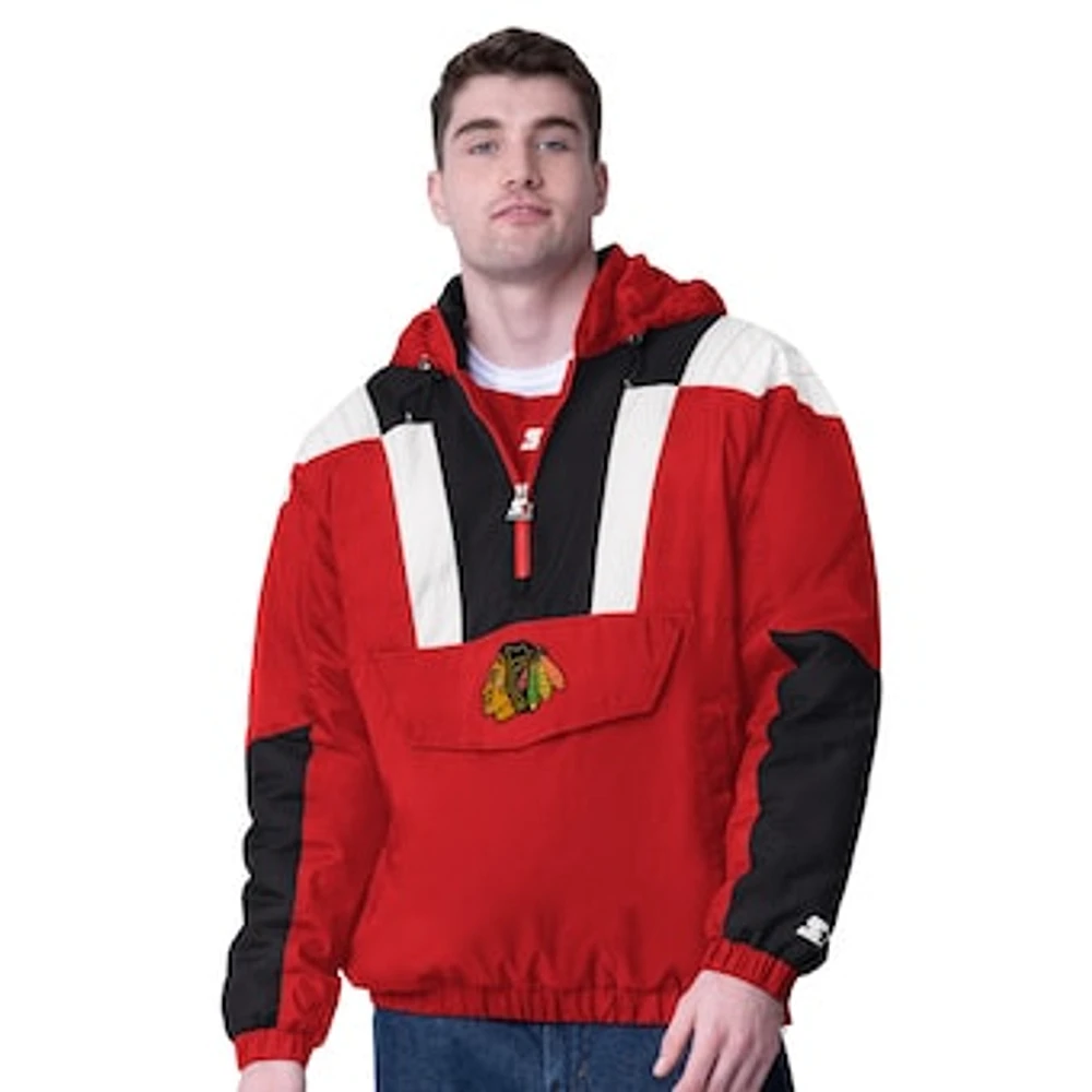 Men's Starter  Red Chicago Blackhawks Charger Half-Zip Pullover Hoodie