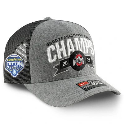 Men's Nike  Heather Gray/Anthracite Ohio State Buckeyes College Football Playoff 2025 Cotton Bowl Champions Locker Room Structured Trucker Adjustable Hat