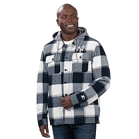 Men's Starter Navy New York Yankees Plaid Full-Zip Hoodie Jacket