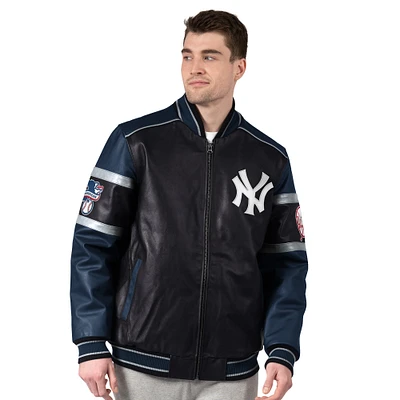 Men's G-III Sports by Carl Banks Black New York Yankees Leather Varsity Jacket